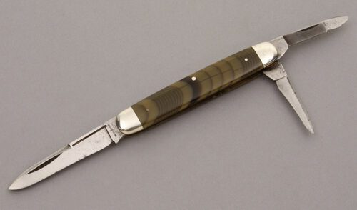 Hammer Brand knives Whittler with Green & Black Celluloid Scales handle material - Obverse Side - Item #KLC09060