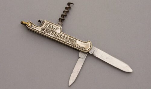 Imperial Knife Co. Bartenders Advertising Knife with Nickel Silver handle material - Obverse Side - Item #KLC09062