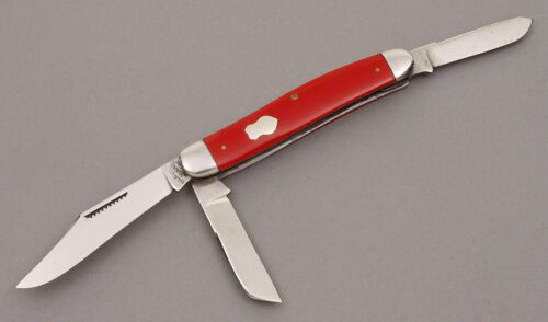 Pal Blade Co. Stockman with Red Bakelite Scales handle material - Obverse Side - Item #KLC09073
