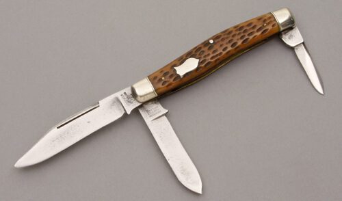Hammer Brand Knives Stockman with Peach Seed Jigged Bone handle material - Obverse Side - Item #KLC09076