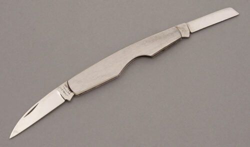 Unknown Maker Slip Joint Folder with Brushed Stainless Handle Frame handle material - Obverse Side - Item #KLC09081