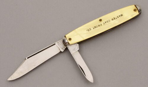 Syracuse Knife Co. Two Blade Jack with Yellow Pearl Celluloid handle material - Obverse Side - Item #KLC09085