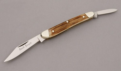 J.A. Henckels Half Whittler with Stag Handle Scales handle material - Obverse Side - Item #KLC09097