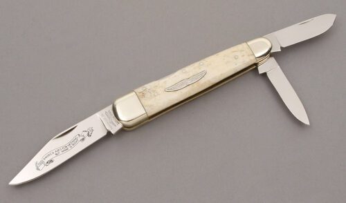 Parker Cutlery Lockback Whittler with Smooth Appaloosa Bone Scales handle material - Obverse Side - Item #KLC09101