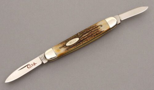 Case Cutlery Senator Pen Knife with Stag Handle Scales handle material - Obverse Side - Item #KLC09104