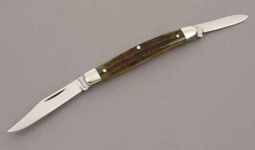 Ka-Bar Knives Two Blade Senator with Stag Handle Scales handle material - Obverse Side - Item #KLC09105