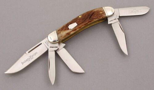 Schatt & Morgan Series 20 Sowbelly with Worm Groove Jigged Bone Scales handle material - Obverse Side - Item #KLC09107
