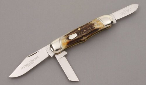 Schatt & Morgan 033163 Rail Splitter with Stag Handle Scales handle material - Obverse Side - Item #KLC09110