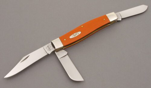 Case Cutlery 10375 Large Stockman with Orange G10 handle material - Obverse Side - Item #KLC09114