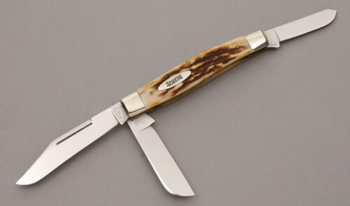 Marble's Knives Large Stockman with Stag Handle Scales handle material - Obverse Side - Item #KLC09118