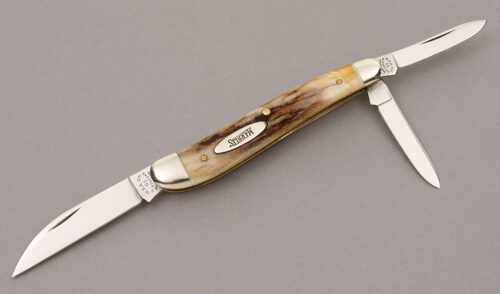 Marble's Knives Small Wharncliffe Whittler with Stag Handle Scales handle material - Obverse Side - Item #KLC09121