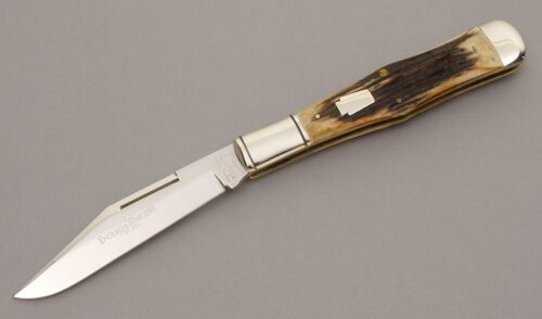 Schatt & Morgan 031302 Coke Bottle with Sambar Stag Handle Scales handle material - Obverse Side - Item #KLC09130