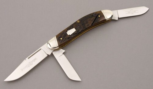 Schatt & Morgan 043160 Sowbelly Stockman with Brown Berry Worm Groove Bone handle material - Obverse Side - Item #KLC09140