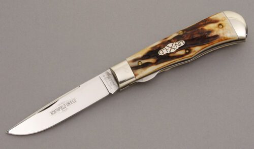 Great Eastern Cutlery 735109ECL Linerlock Trapper with Burnt Stag Handle Scales handle material - Obverse Side - Item #KLC09146