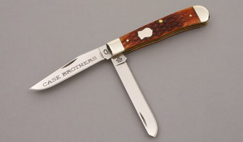 Case Cutlery 6254 SS Trapper with Chestnut Jigged Bone Scales handle material - Obverse Side - Item #KLC09149