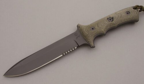 Chris Reeve Harsey Green Beret Knife with Black Canvas Micarta handle material - Obverse Side - Item #KLC09160