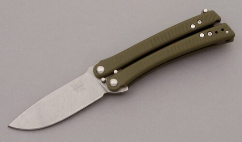 Benchmade Knives Model 53 Bali-Song Butterfly with Green G10 Handles handle material - Obverse Side - Item #KLC09161