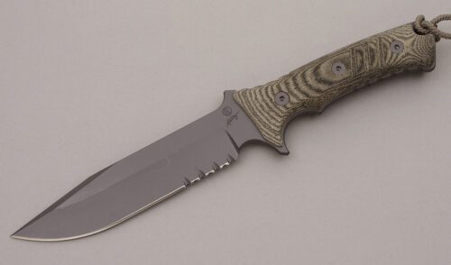 Chris Reeve Pacific Combat Knife with Black Canvas Micarta Scales handle material - Obverse Side - Item #KLC09168