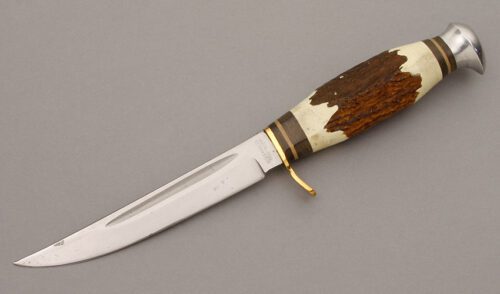 Olsen Knife Company Hunter with Faux Stag Handle handle material - Obverse Side - Item #KLC09178