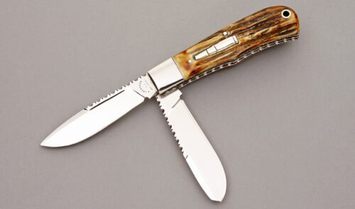 Al Crenshaw Bullet Trapper with Stag Handle Scales handle material - Obverse Side - Item #KLC09183