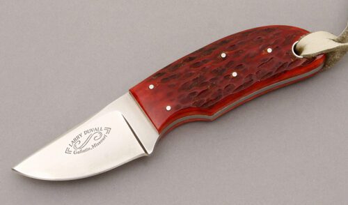 Larry Duvall Small Hunter with Red Jigged Bone Scales handle material - Obverse Side - Item #KLC09184