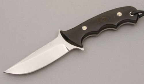 Keith Murr Nighthawk T3 Tactical Knife with Black Linen Micarta Scales handle material - Obverse Side - Item #KLC09194