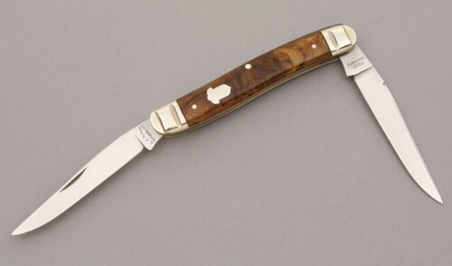A.G. Russell Muskrat with Brown & Gold Celluloid Scales handle material - Obverse Side - Item #KLC09196