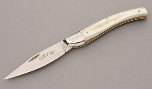 Orvis Pattada Shepherd's Knife with Blond Ox Horn Handle Scales handle material - Obverse Side - Item #KLC09198