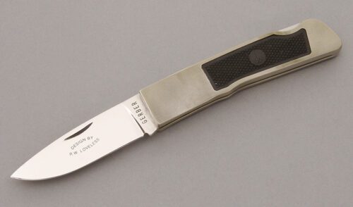 Gerber Knives Model 8052 Loveless Lockback with Stainless Handles handle material - Obverse Side - Item #KLC09203
