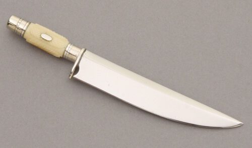 Unknown Maker Miniature Searles Bowie with Ancient Ivory Handle handle material - Obverse Side - Item #KLC09212