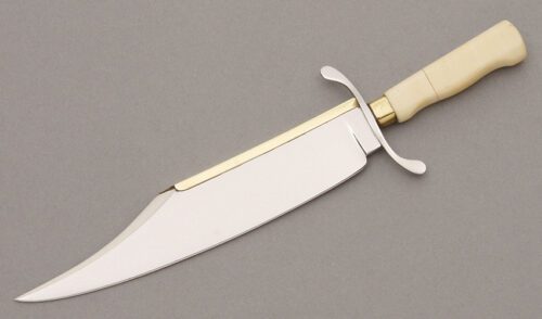 Unknown Maker Miniature Bowie with Ancient Ivory Handle handle material - Obverse Side - Item #KLC09213