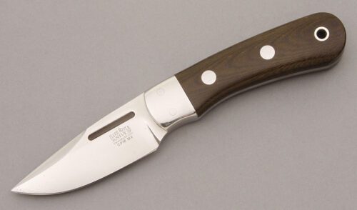 Bark River Knife & Tool Essential with Green Linen Micarta Handles handle material - Obverse Side - Item #KLC09218