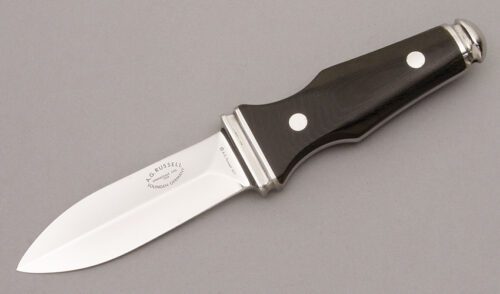 A.G. Russell Sting II with Black Linen Micarta handle material - Obverse Side - Item #KLC09221