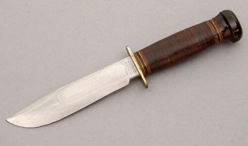 Marble's Knives Ideal with Stacked Leather Handle handle material - Obverse Side - Item #KLC09228