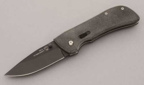 REKAT Knives Slide Lock Folder with Gray Textured G-10 handle material - Obverse Side - Item #KLC09232