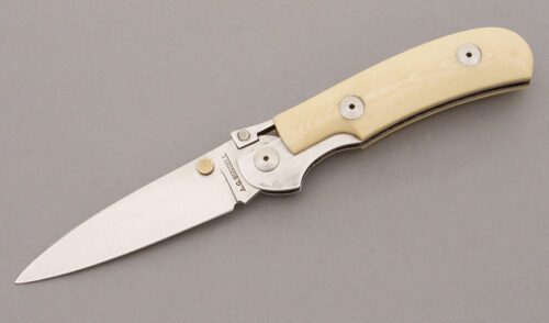 A.G. Russell K87C One Hand Folder with Ivory Rucarta Scales handle material - Obverse Side - Item #KLC09235