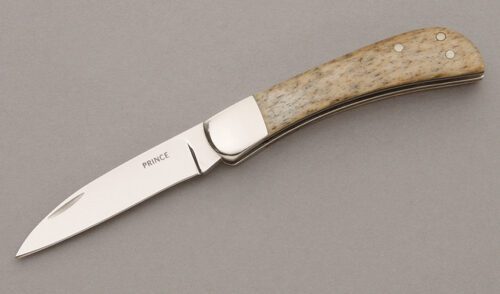Tim Prince Custom Slip Joint Folder with Oosic Handle Scales handle material - Obverse Side - Item #KLC09248