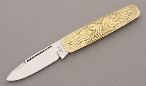 A.G. Russell American Bicentennial Folder with Brass Frame handle material - Obverse Side - Item #KLC09259