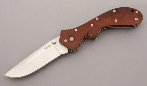 Timberline Knives Model 11295 Worden Linerlock with Fibron Winewood Scales handle material - Obverse Side - Item #KLC09266
