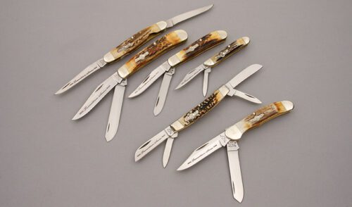 Bear & Son Cutlery Transition Knife Series with Stag Handles handle material - Obverse Side - Item #KLC09279
