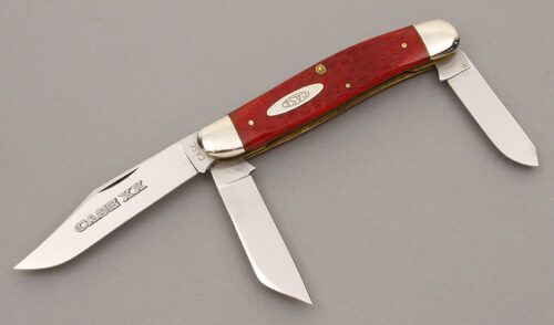 Case Cutlery Classic 6340 Stockman with Crimson Jigged Bone Scales handle material - Obverse Side - Item #KLC09283