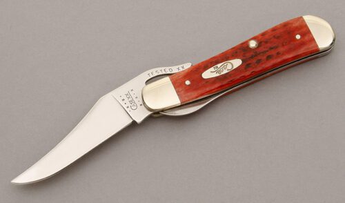 Case Cutlery 61953 L Russlock with Red Jigged Bone Scales handle material - Obverse Side - Item #KLC09301