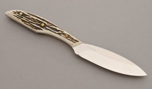 Grohmann Knives Model #1 Belt Knife with Stag Scales handle material - Obverse Side - Item #KLC09308