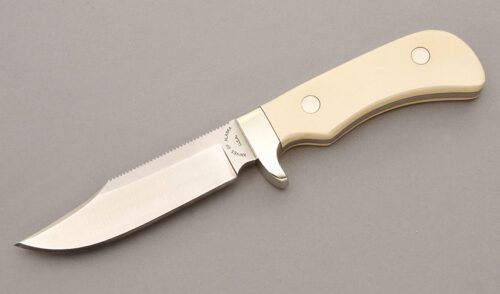 Knives of Alaska Clip Point Hunter with Ivory Micarta handle material - Obverse Side - Item #KLC09309