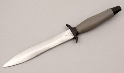 Gerber Knives Mark II with Black & Gray Armorhide handle material - Obverse Side - Item #KLC09319
