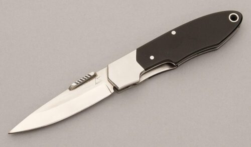 Spyderco Knives SOLO Linerlock with Black Micarta Scales handle material - Obverse Side - Item #KLC09325