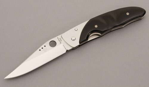 Spyderco Knives Viele Linerlock with Black Linen Micarta handle material - Obverse Side - Item #KLC09326