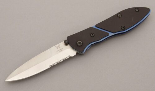 Benchmade Knives Elishewitz Sentinel Linerlock with Black Anodized Aluminum handle material - Obverse Side - Item #KLC09330