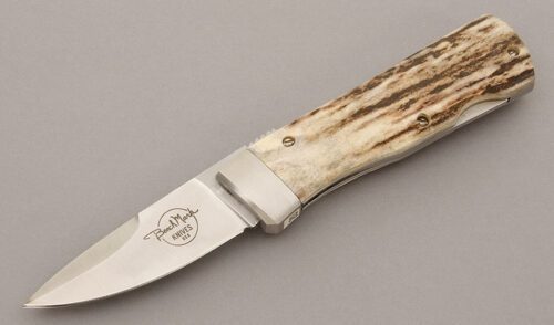Bench Mark Knives Rolox Diamondback with Stag Handle Scales handle material - Obverse Side - Item #KLC09337