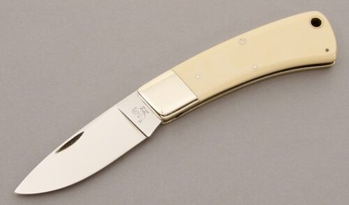 Hen & Rooster 107 Slip Joint Folder with Ivory Rucarta Scales handle material - Obverse Side - Item #KLC09339
